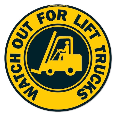 Watch Out For Lift Trucks 2 16in Non-Slip Floor Marker